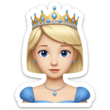 Princess in Blue Dress with Tiara, short Blonde Hair sticker