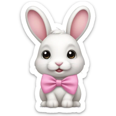 Cute Rabbit wearing pink bow sticker