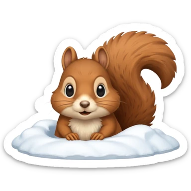 squirrel poking its head out of snow hill sticker
