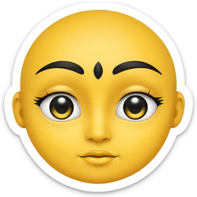 Yellow face with cute eyes and black bindi sticker