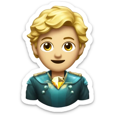 Persona con un logo de un diamante en dorado en su pol sticker