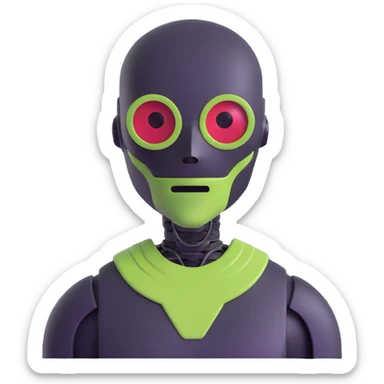half robot half alien with face mask sticker