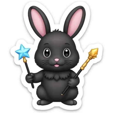 Black bunny with wand  sticker
