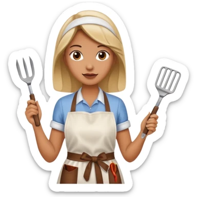 mujer haciendo asado sticker
