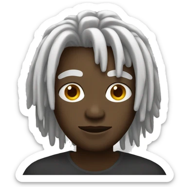 black man with short white dreads that cover his face sticker
