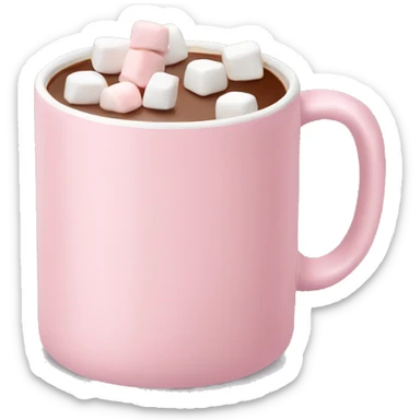 Light Pink mug of hot chocolate with marshmallows  sticker