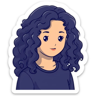 Cute girl with long wavy curly hair sticker