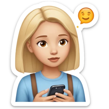 A girl with her phone looking up sticker