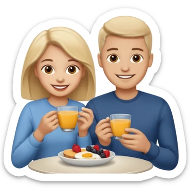 pon una pareja desayunando sedayuno de hotel sticker