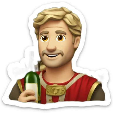 romain avec une bouteille de vins rouge sticker