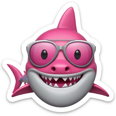 pink shark with shades sticker