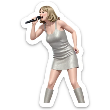 girl singing in fashionable dress sticker