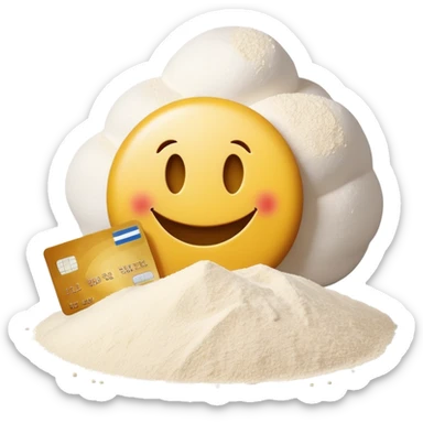 Smiley face with a credit card and pile of flours sticker