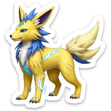 Feral Raikou-Jolteon-Renamon-Zeraora-Vernid-fusion-hybrid-creature, full body  sticker