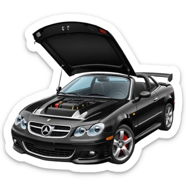 Car with open hood sticker
