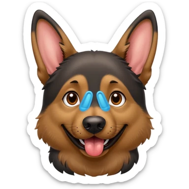 cartoon style dark German Shepherd dog with longer tongue hanging out  sticker