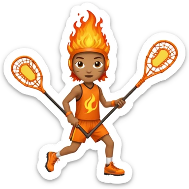 person made of fire holding a lacrosse stick to indicate that the lacrosse athlete is “on fire” sticker