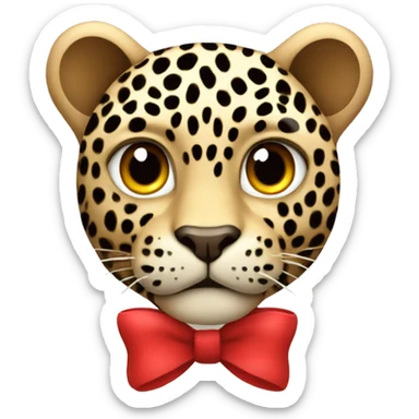 leopard with a red bow  sticker