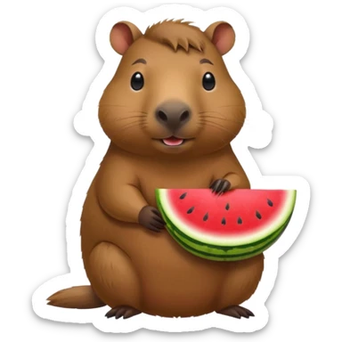 Capybara with watermelon and cute sticker