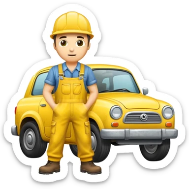 mechanic yellow car sticker