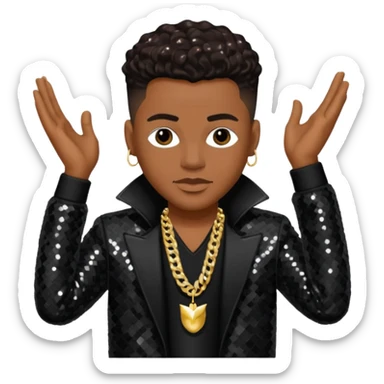 Donald DeVante Swing DeGrate from Jodeci/K-Ci & JoJo with dark brown, black sequin outfit sticker