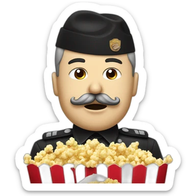 Fascist dictator with mustache eating popcorn sticker
