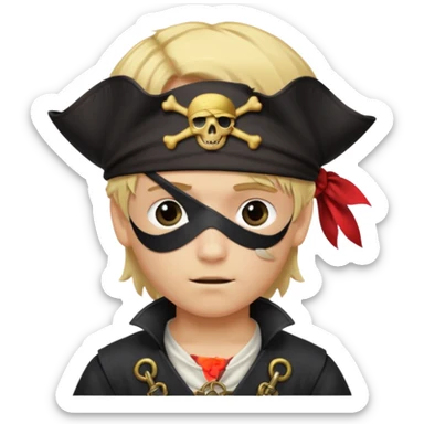 boy with blond hair that is dressed as a pirate sticker