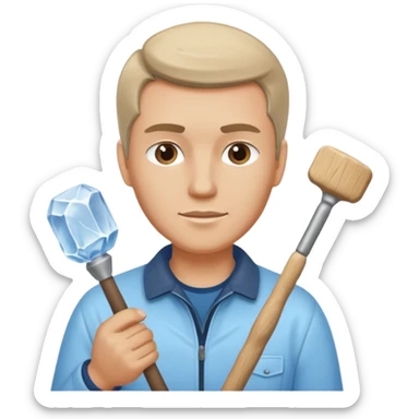 Sculptor with chisel & mallet,Ice Sculptors. sticker