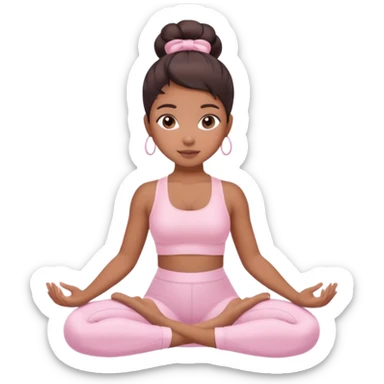 Brown girl with silk press in baby pink set doing pilates sticker