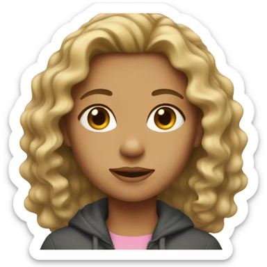 Girl with dirty blonde wavy hair sticker