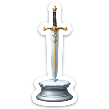 sharp sword in snow pedestal sticker