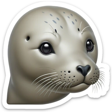 Cinematic Noble harbour seal Portrait Emoji, Poised and streamlined, with a sleek, smooth body of glossy, muted hues and expressive, dark eyes complemented by a rounded, agile head, Simplified yet sharp and sophisticated features, highly detailed, glowing with a soft, maritime luminescence, high shine, intelligent and graceful, stylized with an air of coastal authority, focused and alert, soft glowing outline, capturing the essence of a watchful marine guardian that appears ready to glide out of the screen with effortless authority! sticker