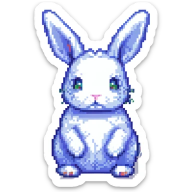 Add a green grassy field under and around the bunny, pixel art style, simple 2D flat colors, no other background details. sticker