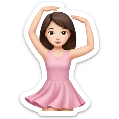 brunette girl in light pink stretching sticker