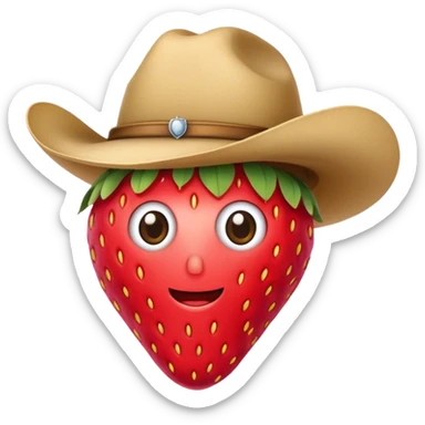 strawberry with cowboy hat sticker