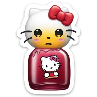 Hello kitty crying tears sad holding Hennessy bottle😭  sticker