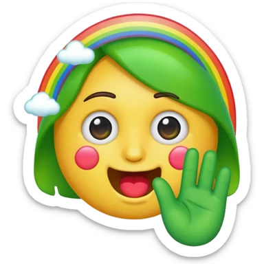 emoji style face throwing up a rainbow sticker