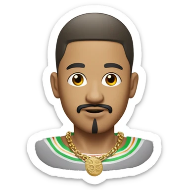 Mexican edger with a bowl cut and goatee with gold chain ￼￼￼ sticker