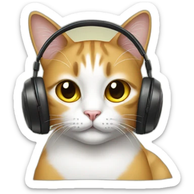 cat wearing headphones sticker