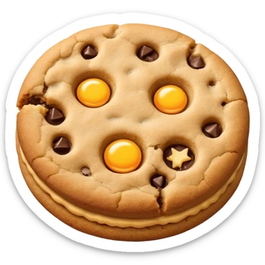 Two plain cookies, one bitten sticker