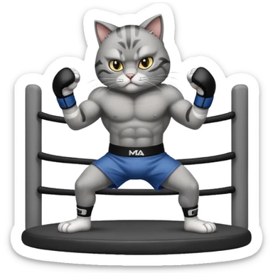 cat doing MMA fighting sticker
