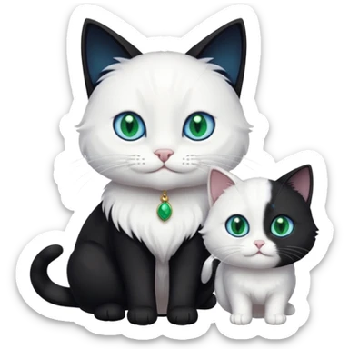 Black cat play with white cat sticker