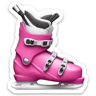Pink ski boots and skis sticker