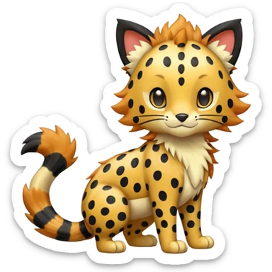 Glossy Sparkly Gembonded Spotty Stripy Hairy Floofy-Poofy Liepard-Linoone-Litten-Pokémon-fusion-creature (full body) sticker