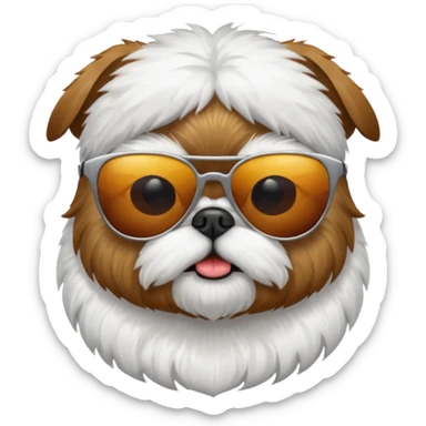 White Brussels griffon with sunglasses sticker