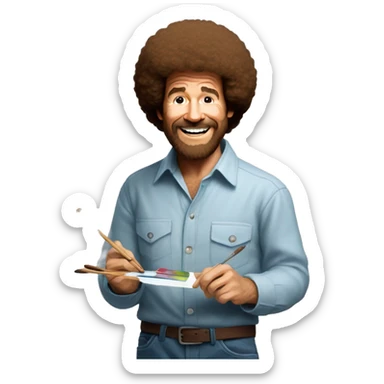 bob ross with painting sticker
