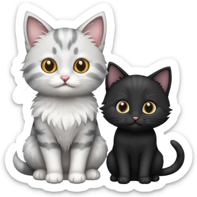 White and grey kitten and black cat sticker