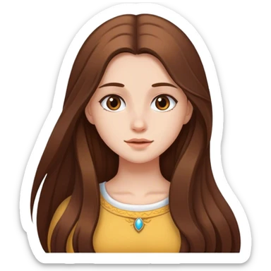 White girl with long brown hair sticker
