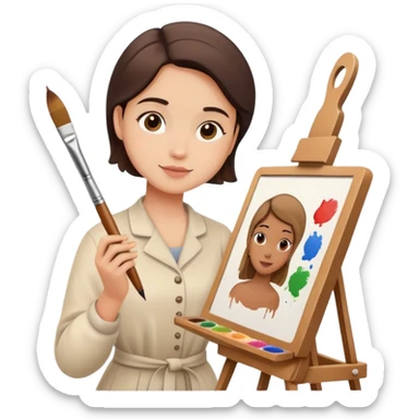 artist painting at easel sticker