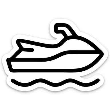 jetski icon, modern style, simple and recognizable, clean lines, minimal details, suitable for app or website use sticker